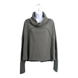 We The Free Woman Green Sweatshirt Long Sleeve Top Cowl Neck Soft Lightweight M